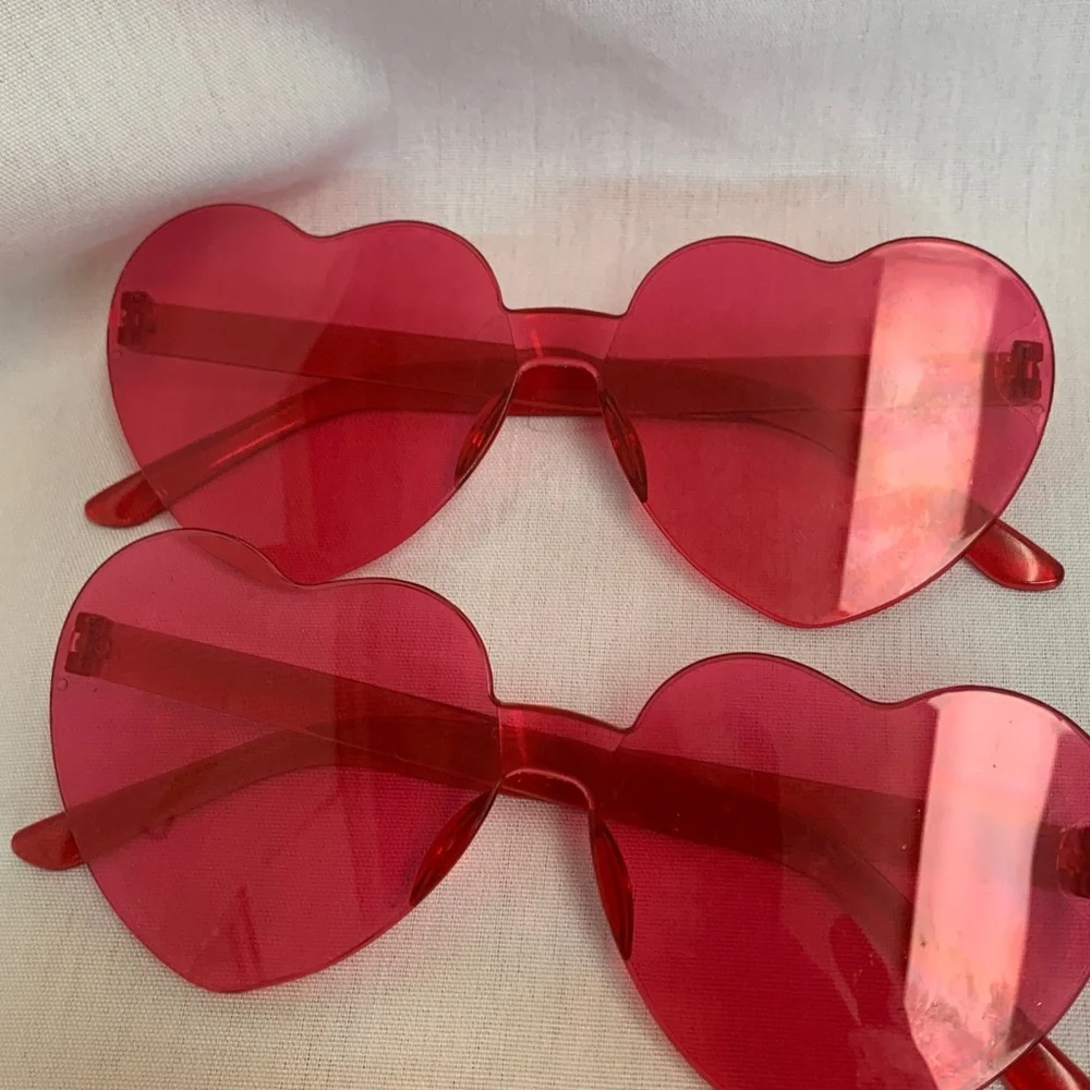 Kids Heart-Shaped Sunglasses Set Red, Green, Orange, Purple, Blue, Yellow,Clear